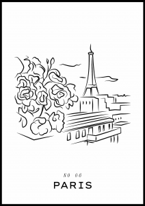Plakat Flowers and Eiffel