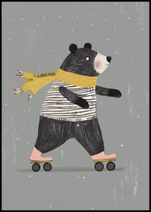 Plakat Niedźwiedź na Wrotkach
